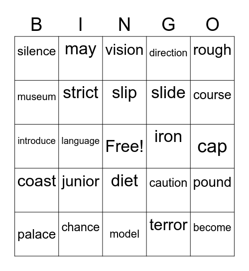 Bingo 1 Bingo Card