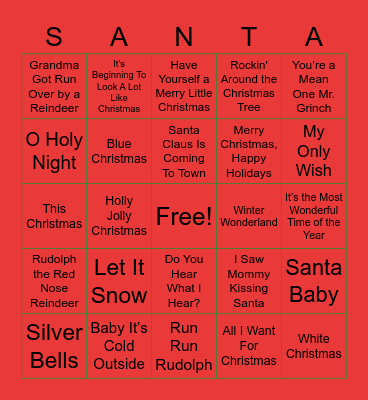 Holiday Singo Bingo Card