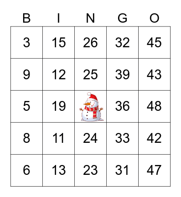 BFS HOLIDAY Bingo Card