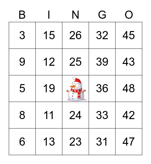 BFS HOLIDAY Bingo Card