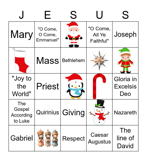 Catholic Advent & Christmas Bingo Card