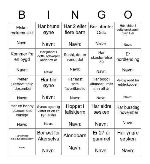 (B)L(I) KJE(N)T (GO) Bingo Card