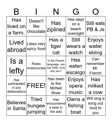 Courthouse Bingo Card