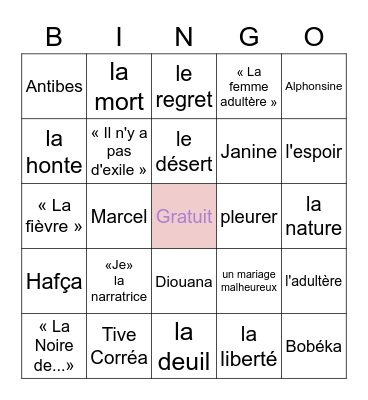 FR201 FA22 Bingo Card