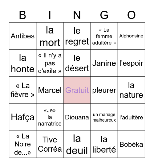 FR201 FA22 Bingo Card