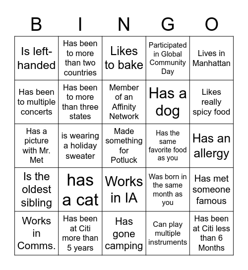 Icebreaker Bingo: Find Someone Who Bingo Card