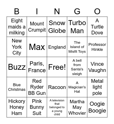 Christmas Movie Triva Bingo Card