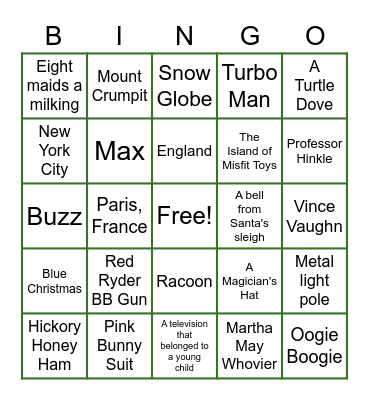 Christmas Movie Trivia Bingo Card