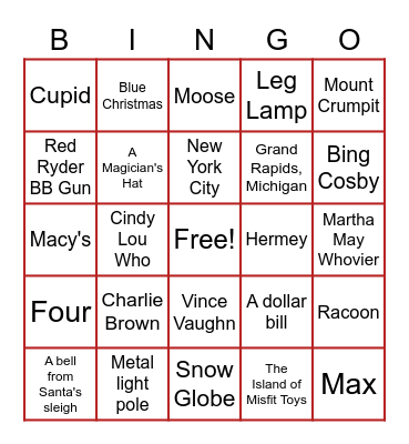 Christmas Movie Trivia Bingo Card