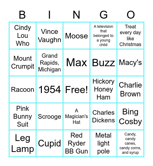 Christmas Movie Trivia Bingo Card