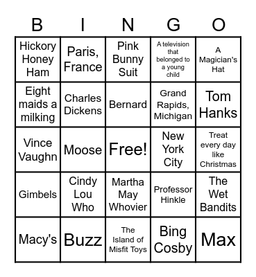 Christmas Movie Trivia Bingo Card