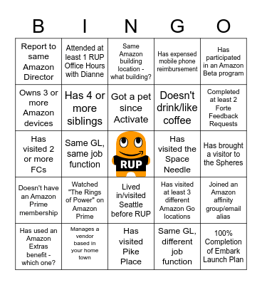 2022 RUP Bingo Board Bingo Card