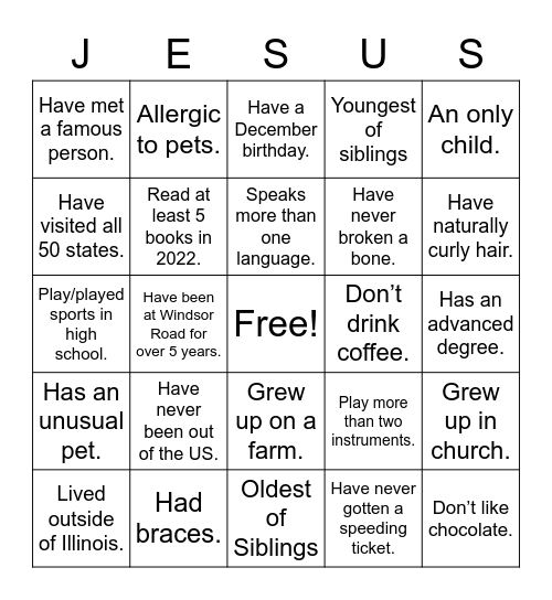 Got Jesus? Bingo Card
