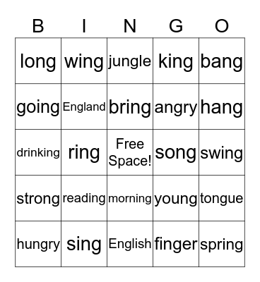 NG Bingo Card