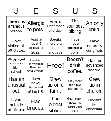Got Jesus? Bingo Card