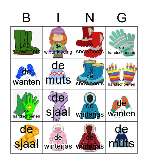 BINGO winterkleding Bingo Card