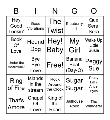 MUSIC BINGO Card