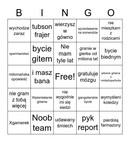 Bingo Mamm0ńskie Bingo Card