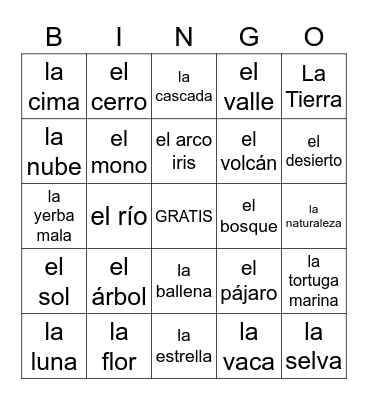 Lección 1 #1-37 Bingo Card