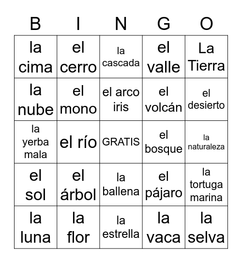 Lección 1 #1-37 Bingo Card