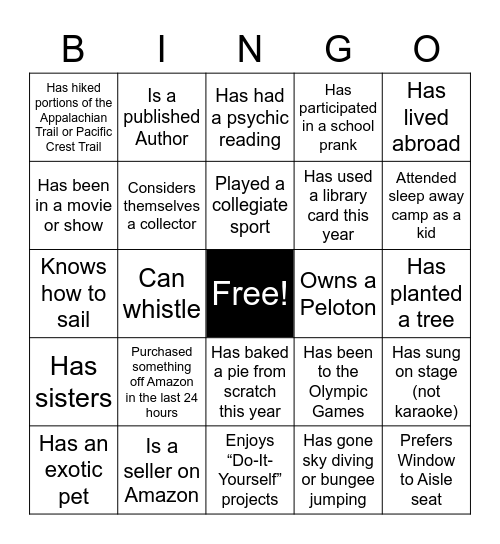 Team Bingo Card