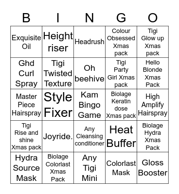 Hair Retail Bingo Card
