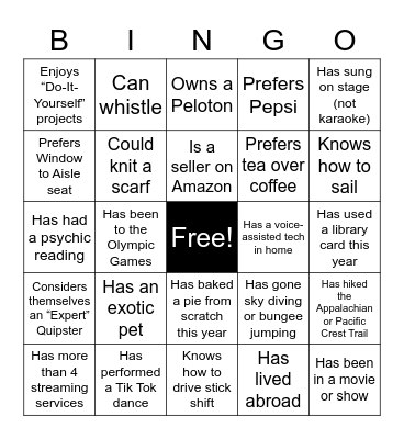 Team Bingo Card