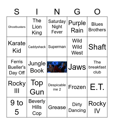 Find the Movie from the Song Bingo Card