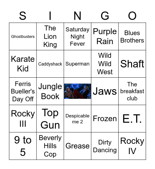 Find the Movie from the Song Bingo Card