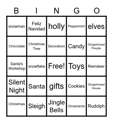 WINTER   WONDERLAND Bingo Card