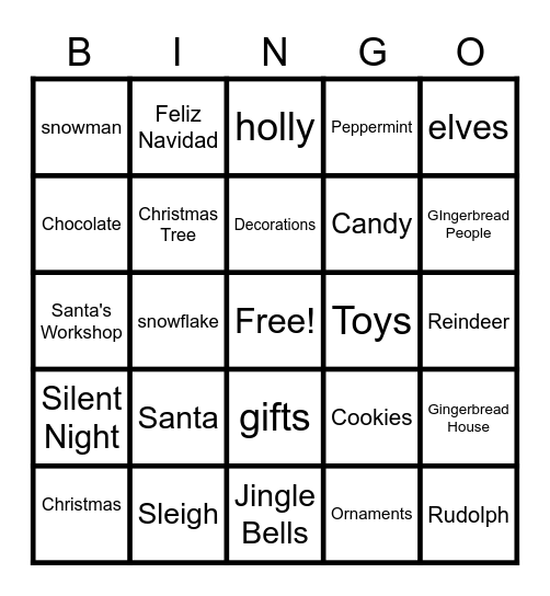WINTER   WONDERLAND Bingo Card
