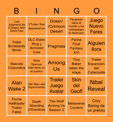 The Dorito Awards 2022 Bingo Card