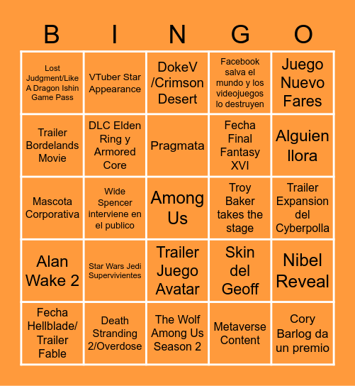 The Dorito Awards 2022 Bingo Card