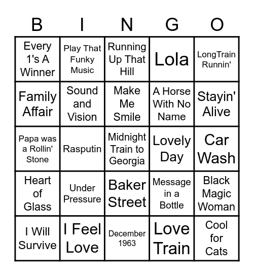 Singo Bingo card 5 Bingo Card