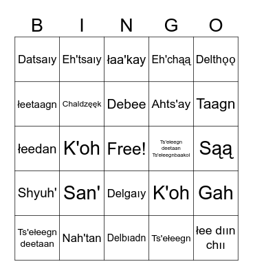 Numbers, color, solar "NL" Bingo Card