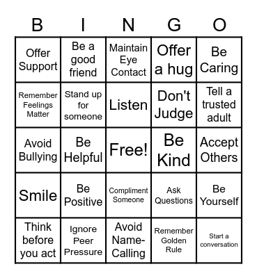 EMPATHY Bingo Card