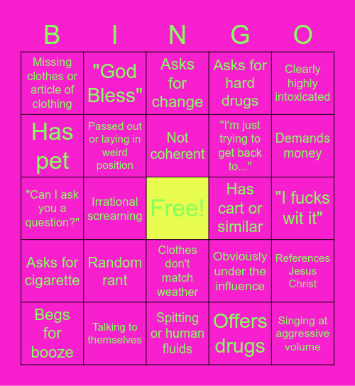 NPC Bingo Card