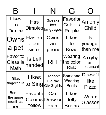 We Have Something in Common! Bingo Card