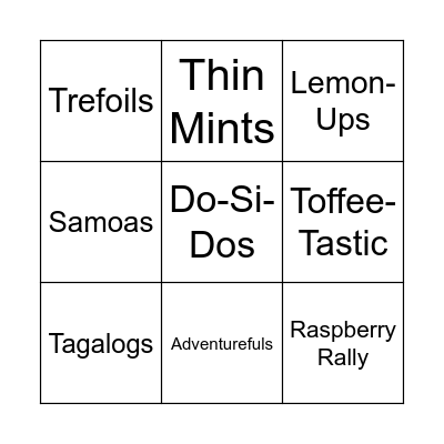 Girl Scout Cookie Bingo! Bingo Card