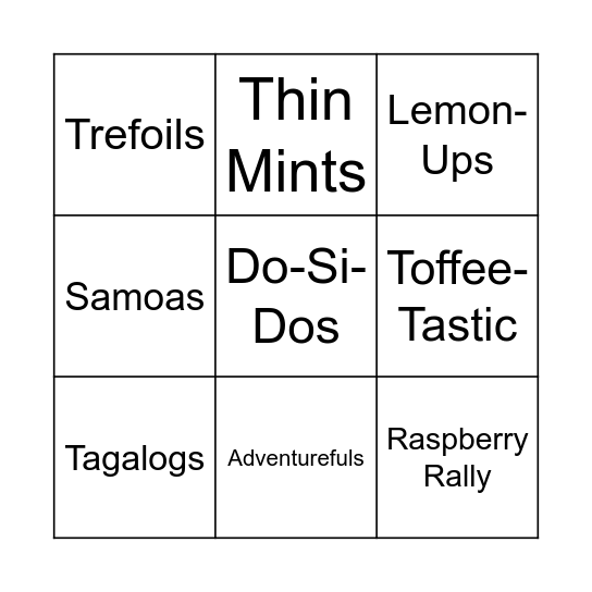 Girl Scout Cookie Bingo! Bingo Card