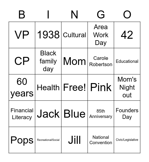 Mom Bingo Card