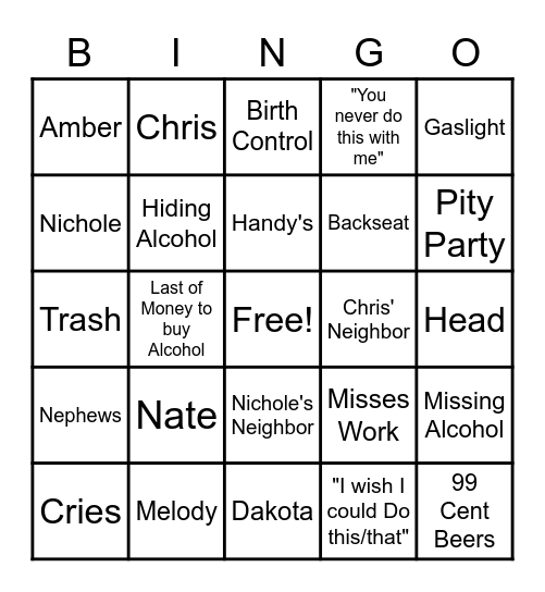 The Ridiculous Bingo Card