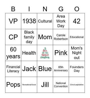 Mom's Night Out Bingo Card