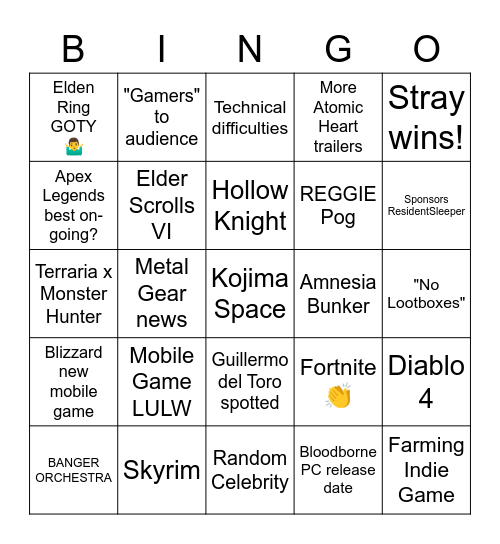 Game Awards Bingo 2022 (Insanity Edition) Bingo Card