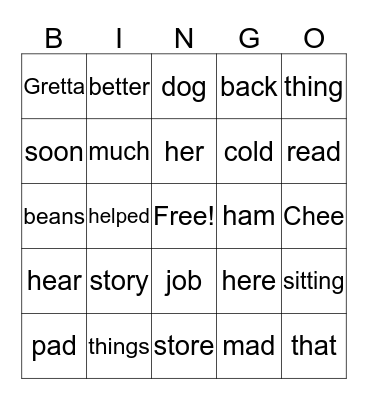 Lesson  23  (blue book) Bingo Card