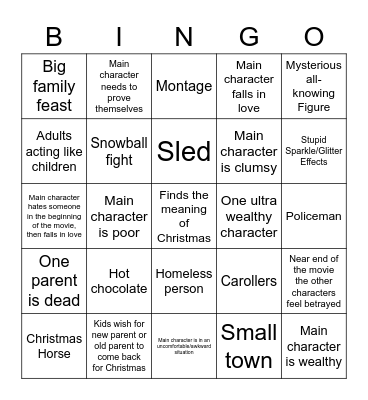 Crappy Christmas Movie Bingo! Bingo Card