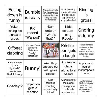 Audience Reaction Bingo Card