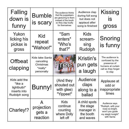 Audience Reaction Bingo Card