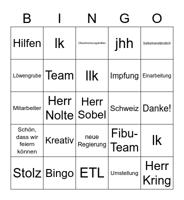 Weihnachtsfeier Bingo Card