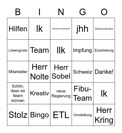 Weihnachtsfeier Bingo Card